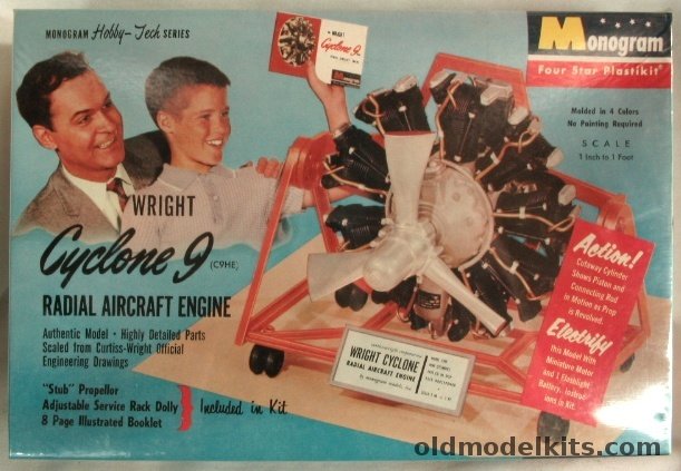 Monogram 1/12 Factory Sealed Wright Cyclone 9 Radial Engine (C9HE), PE52-198 plastic model kit